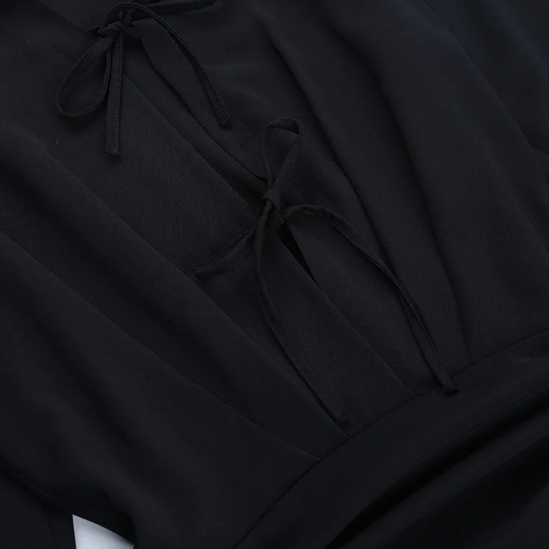 Women Fashion Solid Ruffles Mini Shirt Dress Turn Down Collar Long Sleeve Bow Tie Hollow Out Casual Streetwear Holiday Outfits