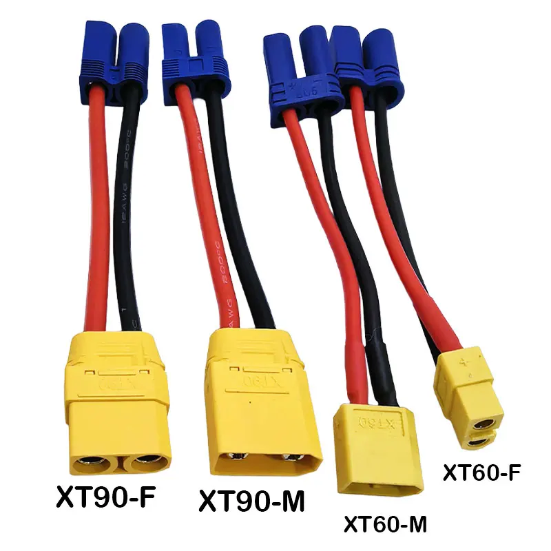 XT60 XT90 TRX EC5 T Deans 4.0mm Plug Female to Male Adapter Connectors 12AWG 5cm Connect RC Lipo Battery Charger Parts DIY