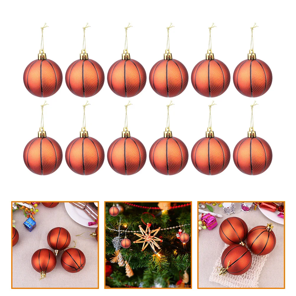 

12 Pcs Sports Balls Christmas Pendant Round Shaped Hanging Ornaments Decoration Tree for Chistmas