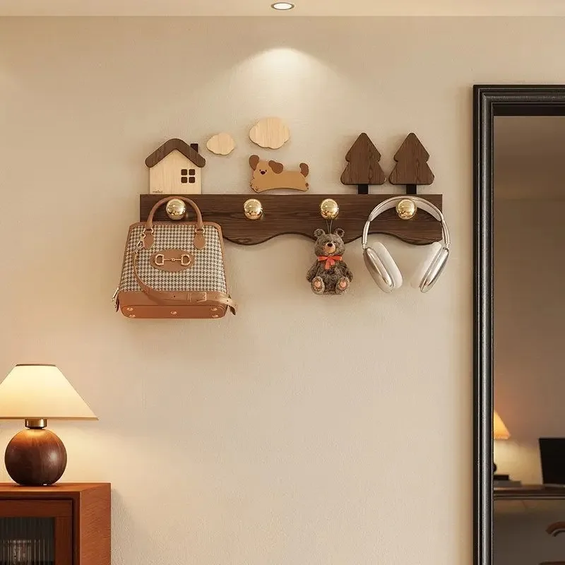 Behind Door Wall Clothes Hanger Cartoon Style Garment Hook Entryway Storage Rack Wall Creative Key Hat Garment Organizer Decor