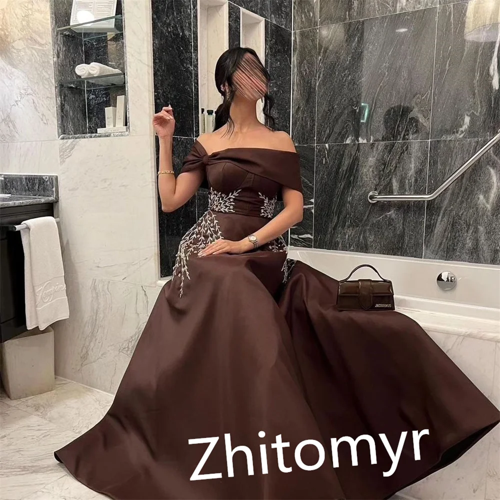 Customized Retro High Quality Off-the-shoulder A-line Floor Length Evening Dresses Formal Ocassion Gown Paillette / Sequins S فس