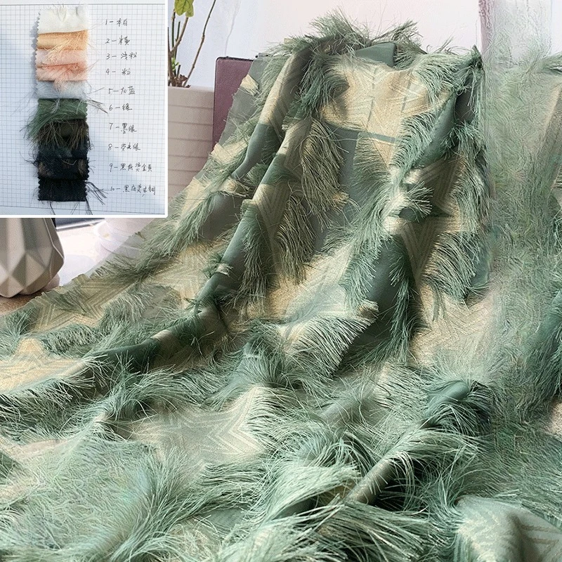 

Многоцветная звездная фольга с принтом, шифоновая жаккардовая ткань с вырезом и бахромой, блузка, материал юбки, дизайнерская одежда в европейском стиле