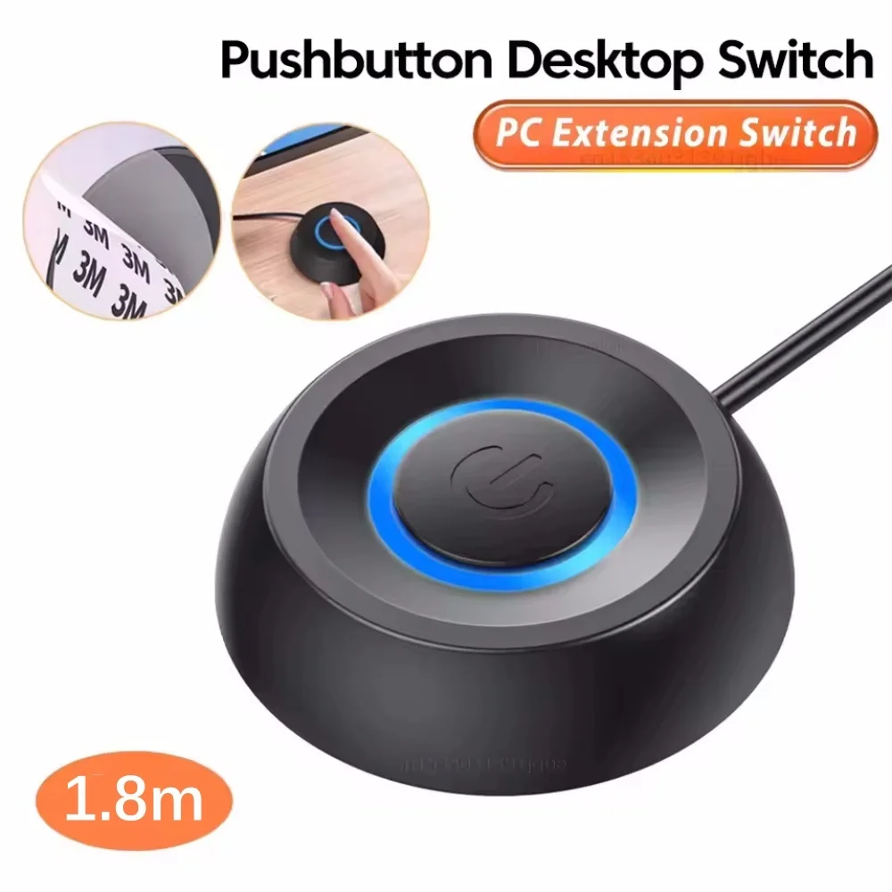 Computer Desktop Switch LED Lights PC Motherboard External Start Power On/Off Button Extension Cable For Home Office