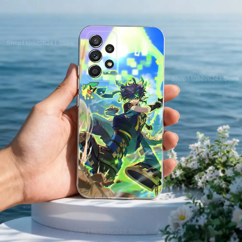 Funda de teléfono K-kinich Genshin Impact para Samsung A30,71,51,S9,10,20,Ultra,FE,Lite, S22,23,21,PIus, transparente, funda de silicona