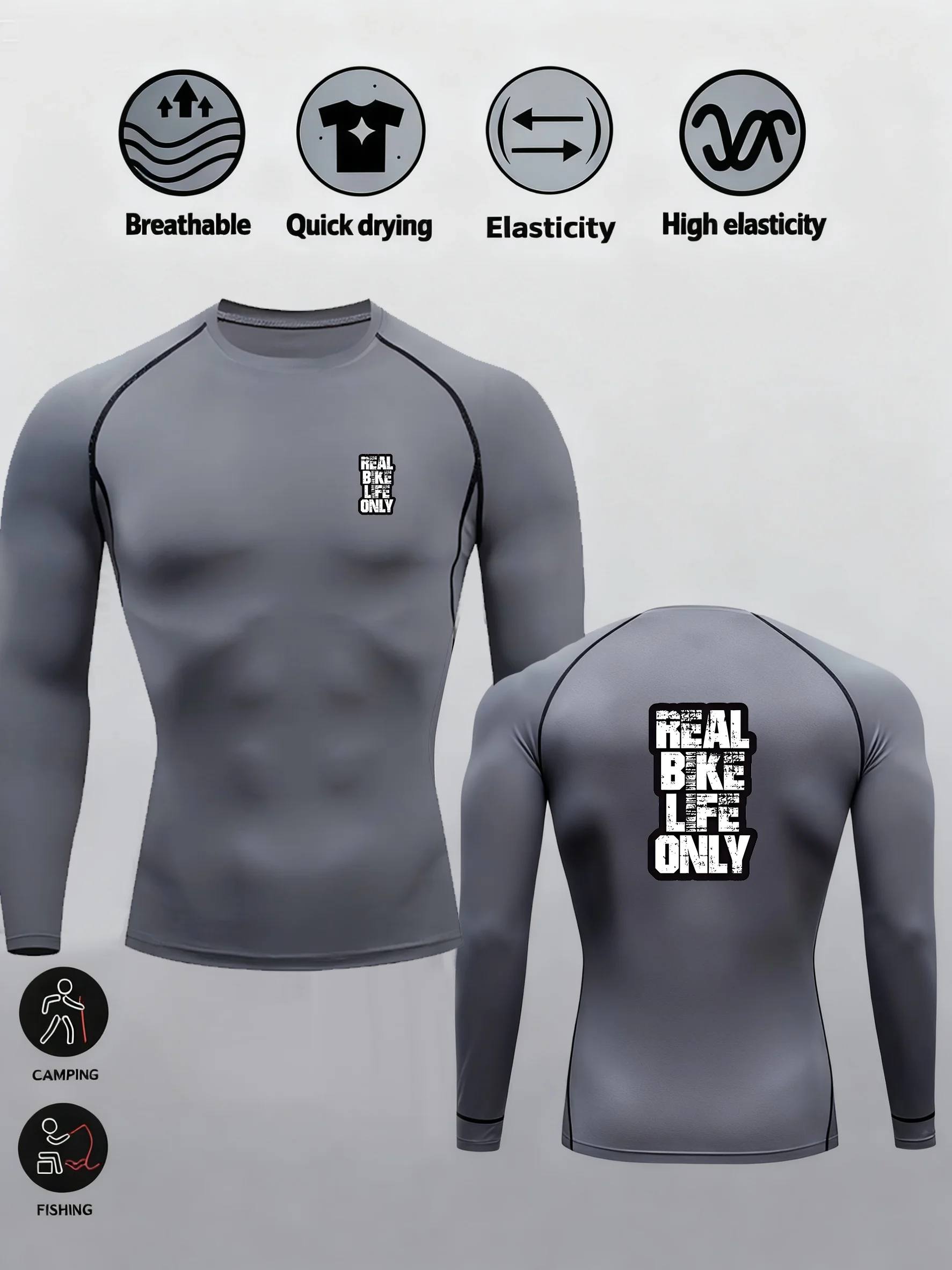 

2026 New Bodybuilding Sports T-Shirt Quick Dry Running Shirt Long Sleeve Compression Top Gym T Shirt Men Fitness Tight Rashgad