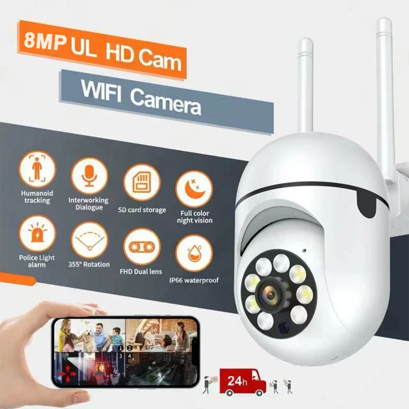 

8-мегапиксельная Wi-Fi IP-камера наблюдения HD 1080P ИК полноцветная камера ночного видения наружная безопасность защита камеры с 4-кратным зумом