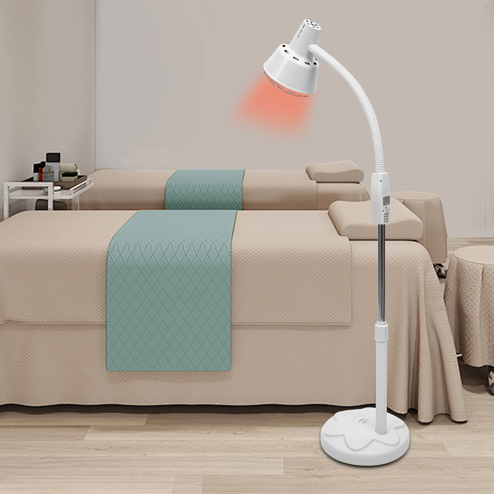 

275W Single Head Infrared Heat Lamp 360° Rotatable Angle Temperature Adjustment White for Spas Beauty Salons Physical Therapy