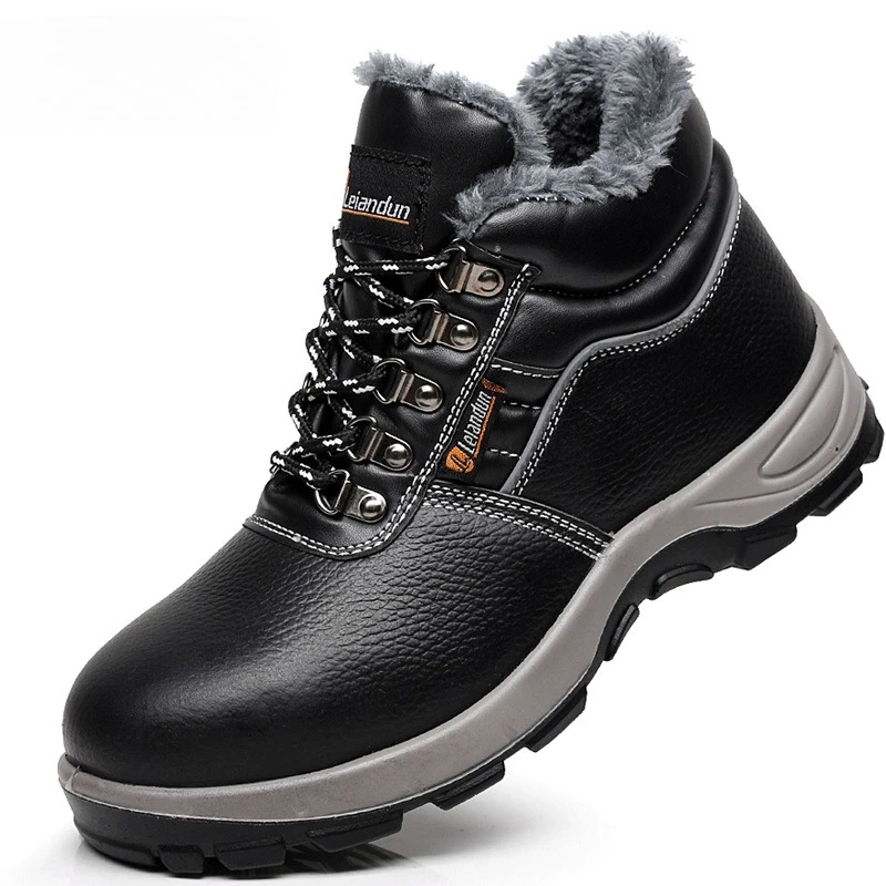 Winter Labor Insurance Shoes Men's Steel Baotou Anti-smashing and Anti-piercing Velvet Warm and Cold-proof Thickened