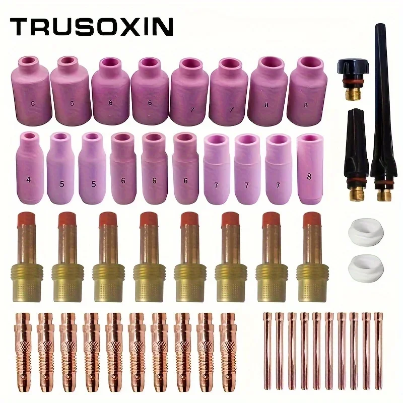 

TIG gas lens chuck body consumable kit for QQ300 PTA DB SR WP 17 18 26 TIG welding torch 51 pcs