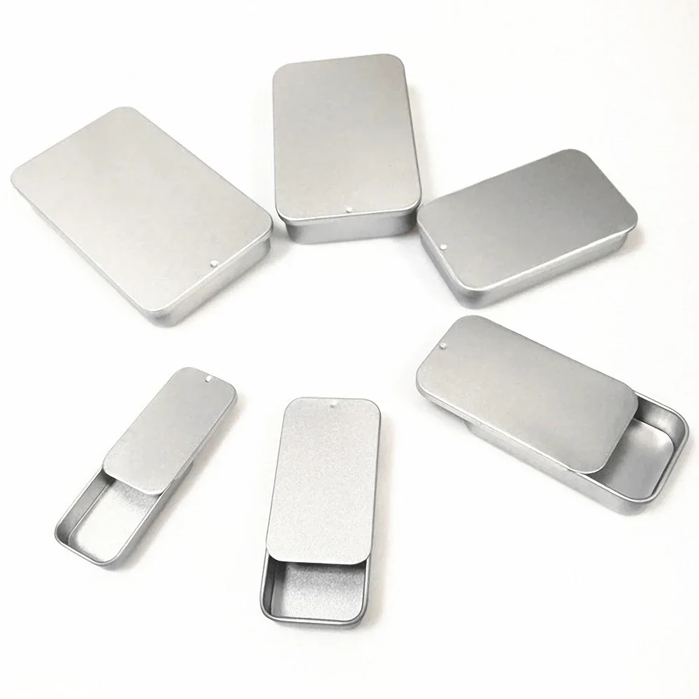 Mini Tinplate Push-pull Box Iron Box Slide Cover Storage Case Wedding Jewelry Pill Cases Portable Tin Boxes Container