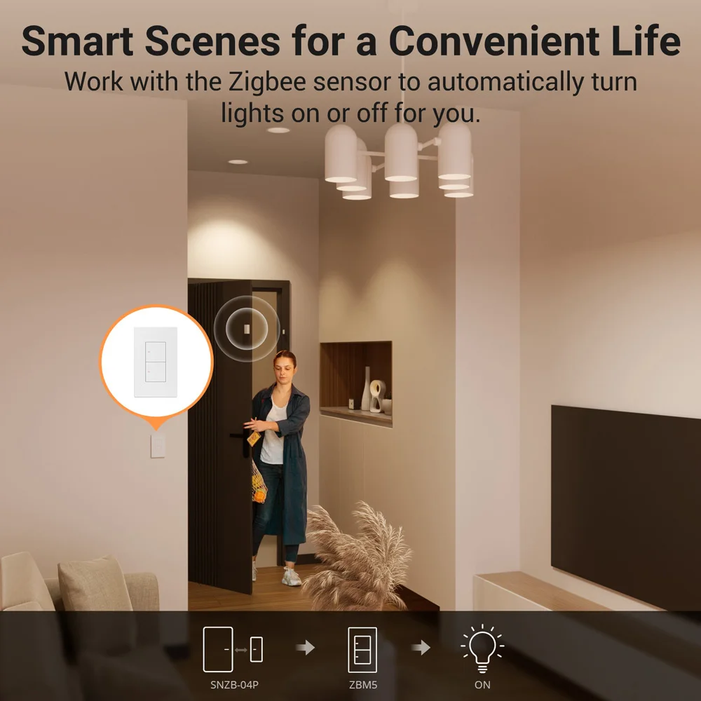 SONOFF ZBM5-120 Zigbee Smart Wall Switch Voice Control via eWeLink App Alexa Google No Neutral Wire Relay Detach Smart Scene - view 4