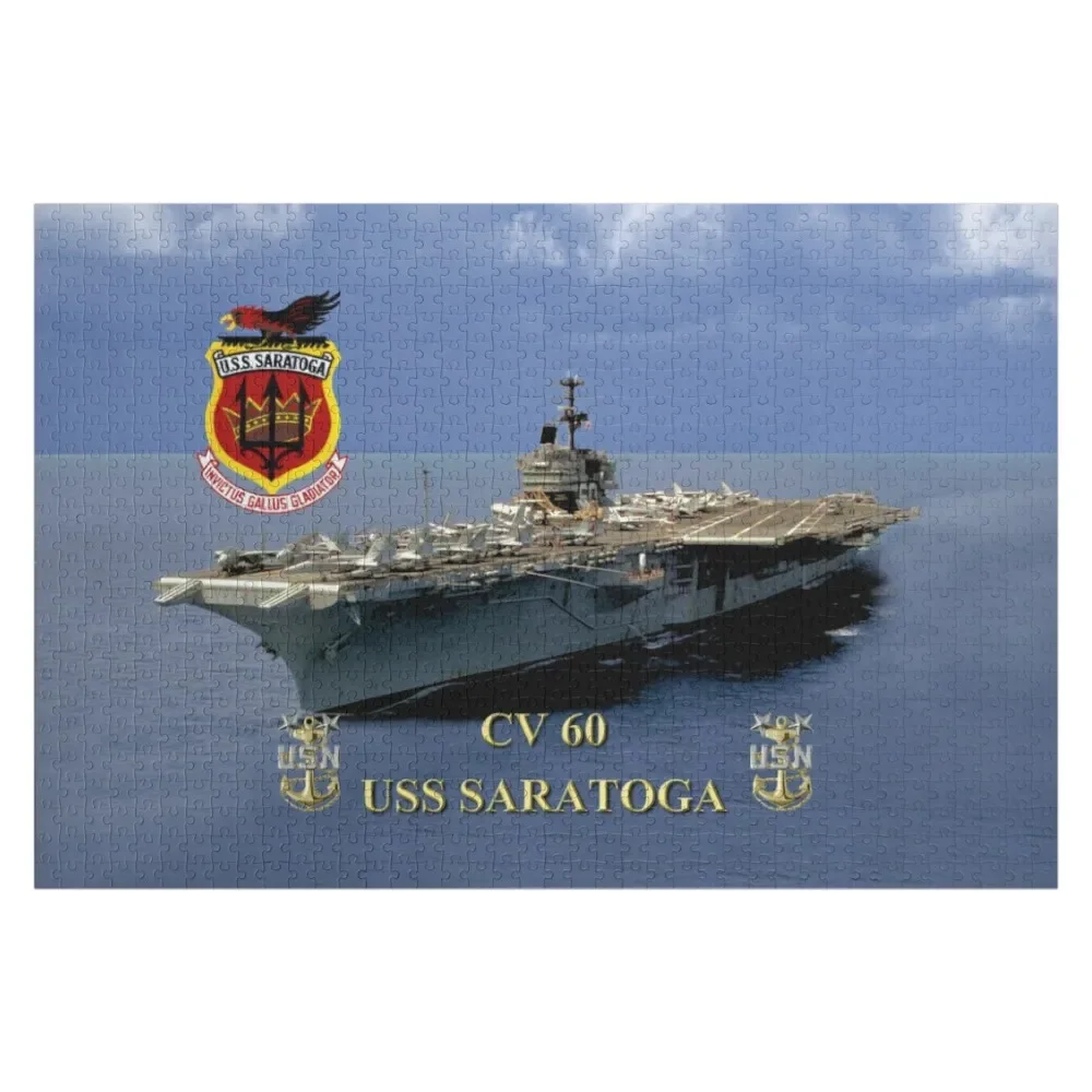 CV-60 USS Saratoga Jigsaw Puzzle Scale Motors Personalized Gift Ideas Custom Wood Name Puzzle