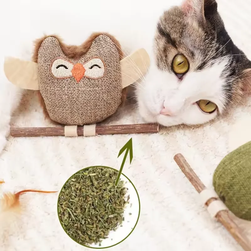 Owl Shaped Catnip Cat Toy, Silvervine Dental Chew Toy for Indoor Cats Teeth Cleaning Anxiety Relief