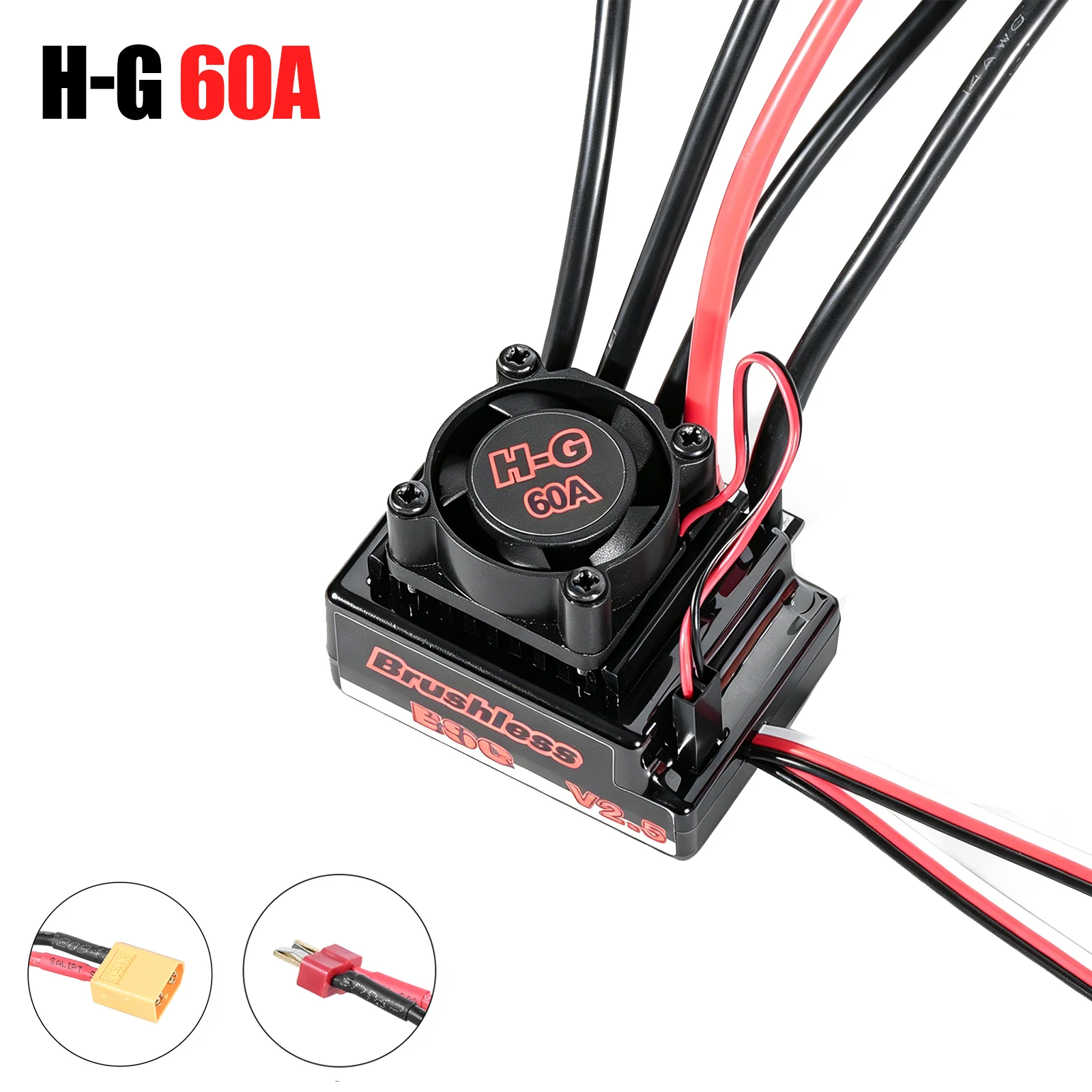 Waterproof 60A Sensorless Brushless ESC Support 2-3S Lipo BEC 6A Output for 1/10 RC Car On-road Off-road Monster Truck