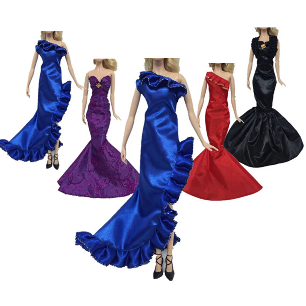 One Piece Mermaid Tail Doll Dress For Doll Clothes Evening Dresses Party Gown 1/6 Doll Accessories