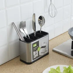 Stainless Steel Cutlery Holder Household Tableware Drainboard Spoon Storage  Kitchen Organizer Drainer Dish Rack