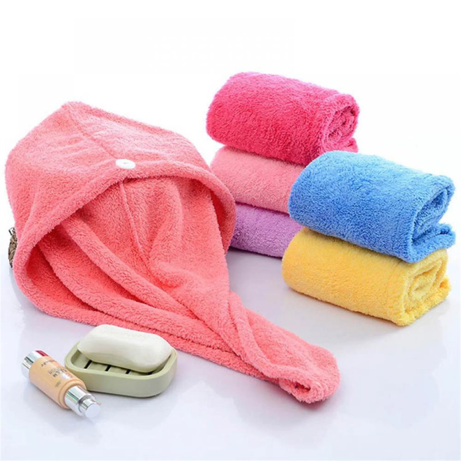 

3 Pack Microfiber Hair Towel, Absorbent Twist Turban Wrap Caps, Random Color