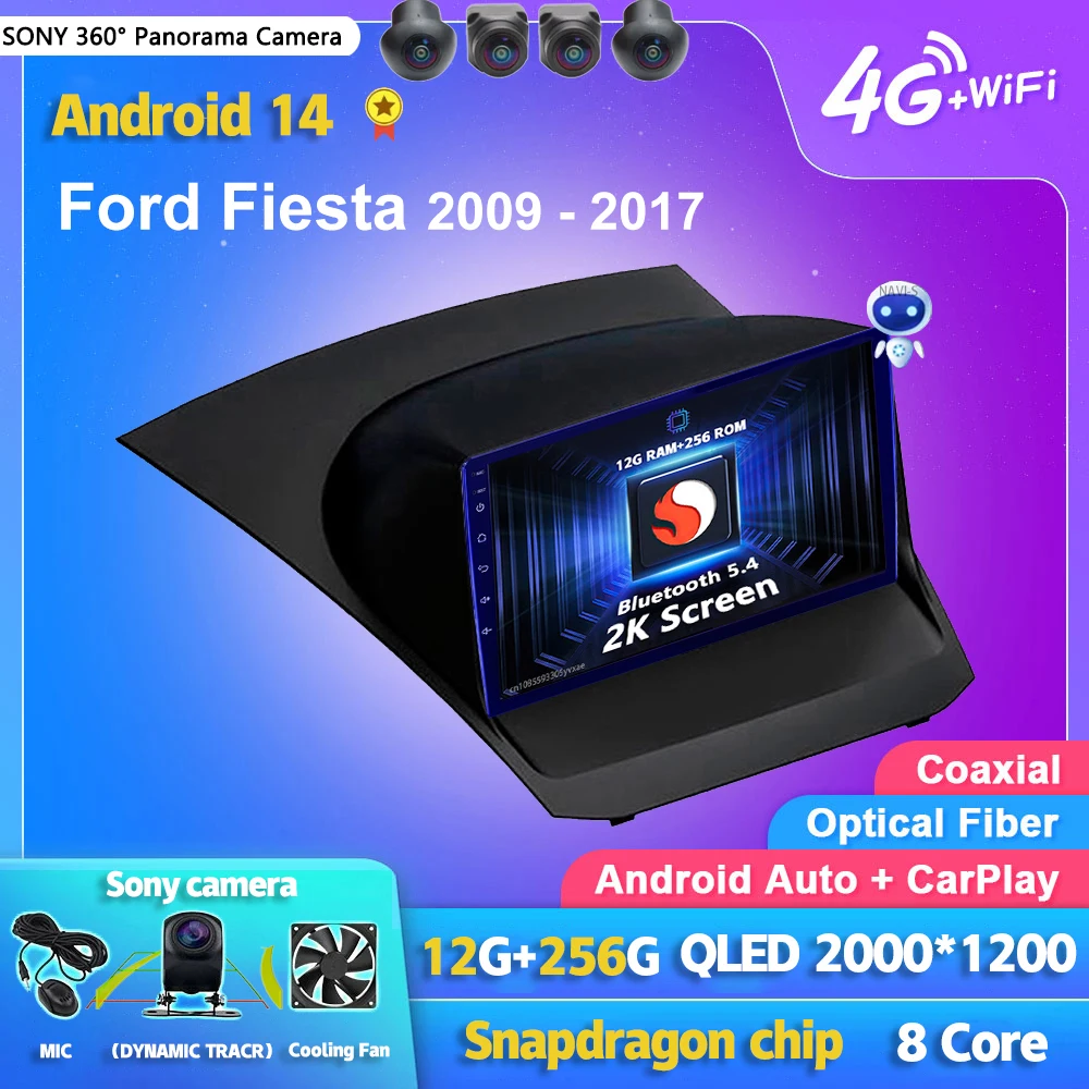 

Android 14 Carplay Auto WIFI+4G Car Radio Multimedia Player For Ford Fiesta 2009 - 2017 DSP Autoradio Stereo 2din Head Unit