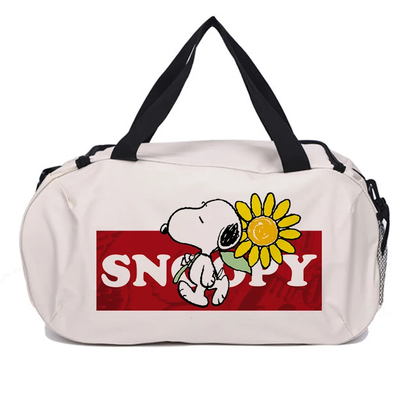 New Snoopy Travel Bag Kawaii Cartoon Figure Printed Luggage Bags Outdoor Camping High Capacity Backpack Oxford Cloth Gym Bag