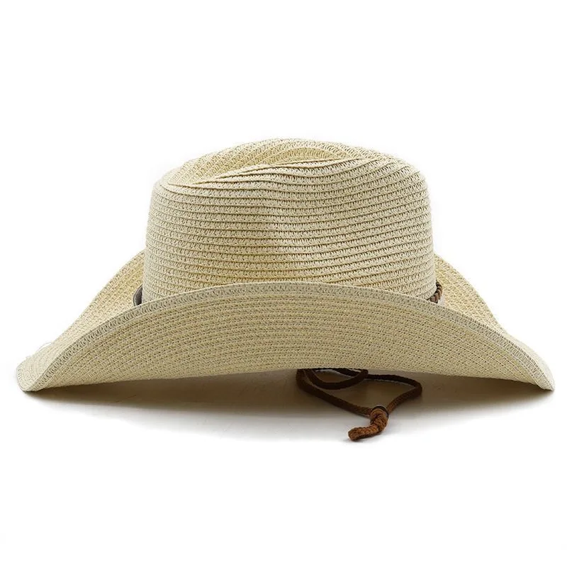 A Must-Have for Outdoor Activities! Retro Western Cowboy Straw Sun Hat with Large Brim Design, Sun Protection and Breathability, Detachable Strap, Suitable for Beach Vacations, Sun Protection, and Everyday Use
