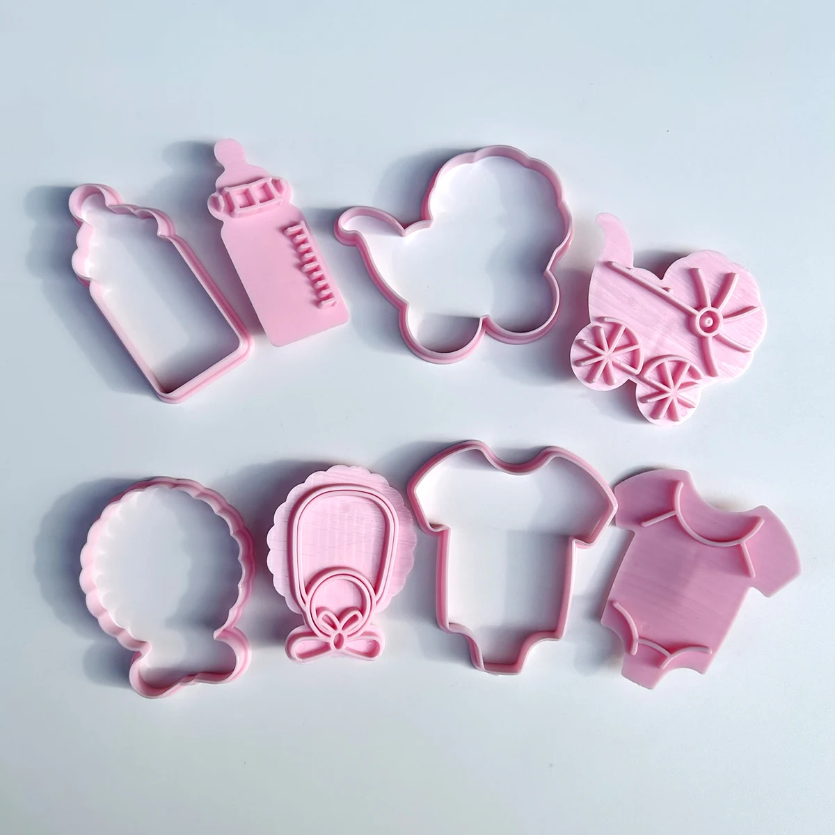 Cookies Cutter 4 Pieces Baby Theme Dough Stamp Plastic 3D Cartoon Pressable Biscuit Mold Confectionery Baking Pastry Bakeware