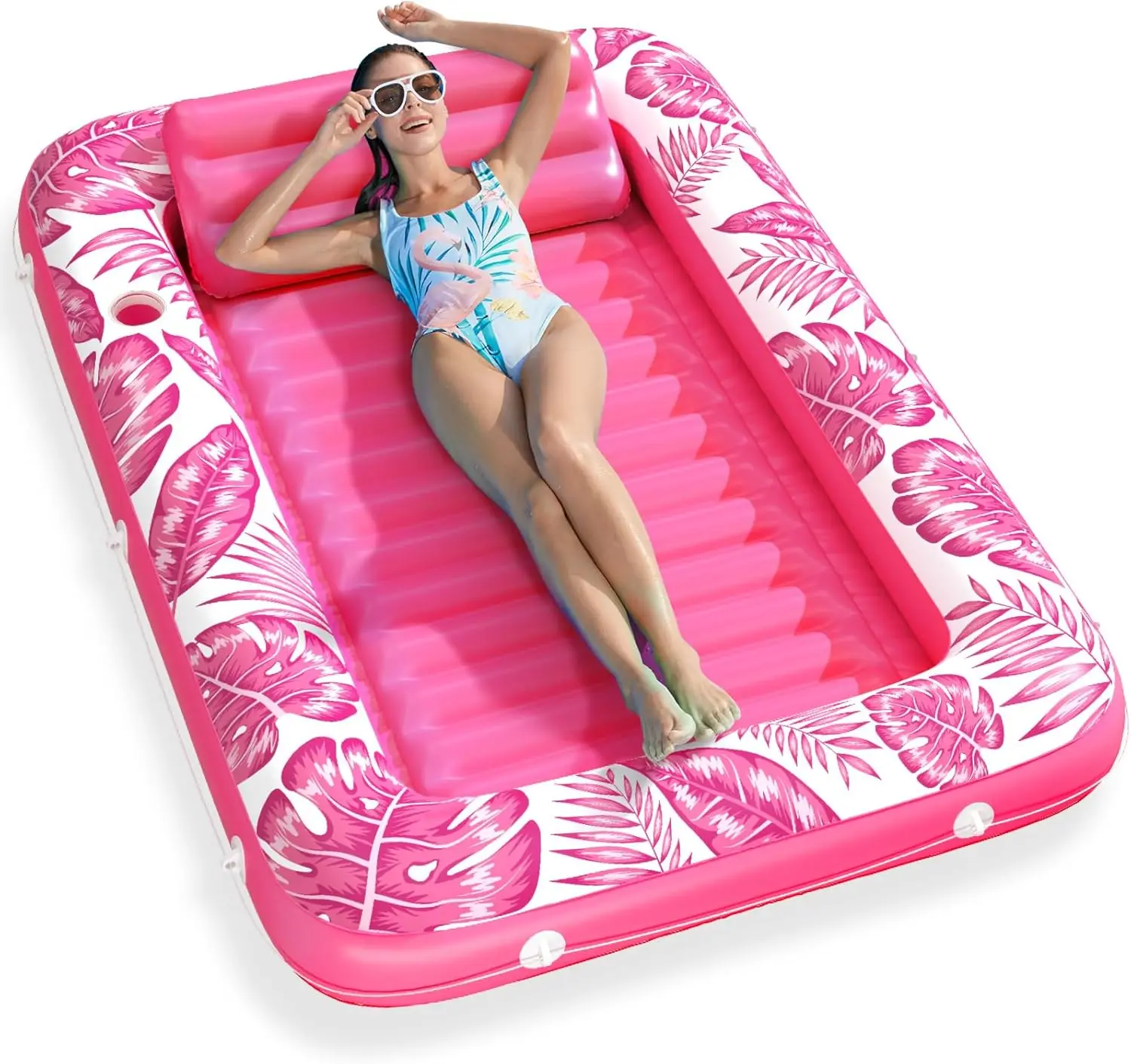 Tumbona inflable para piscina con relleno de agua, flotador 4 en 1 para adultos y niños, cómodo cojín de aire