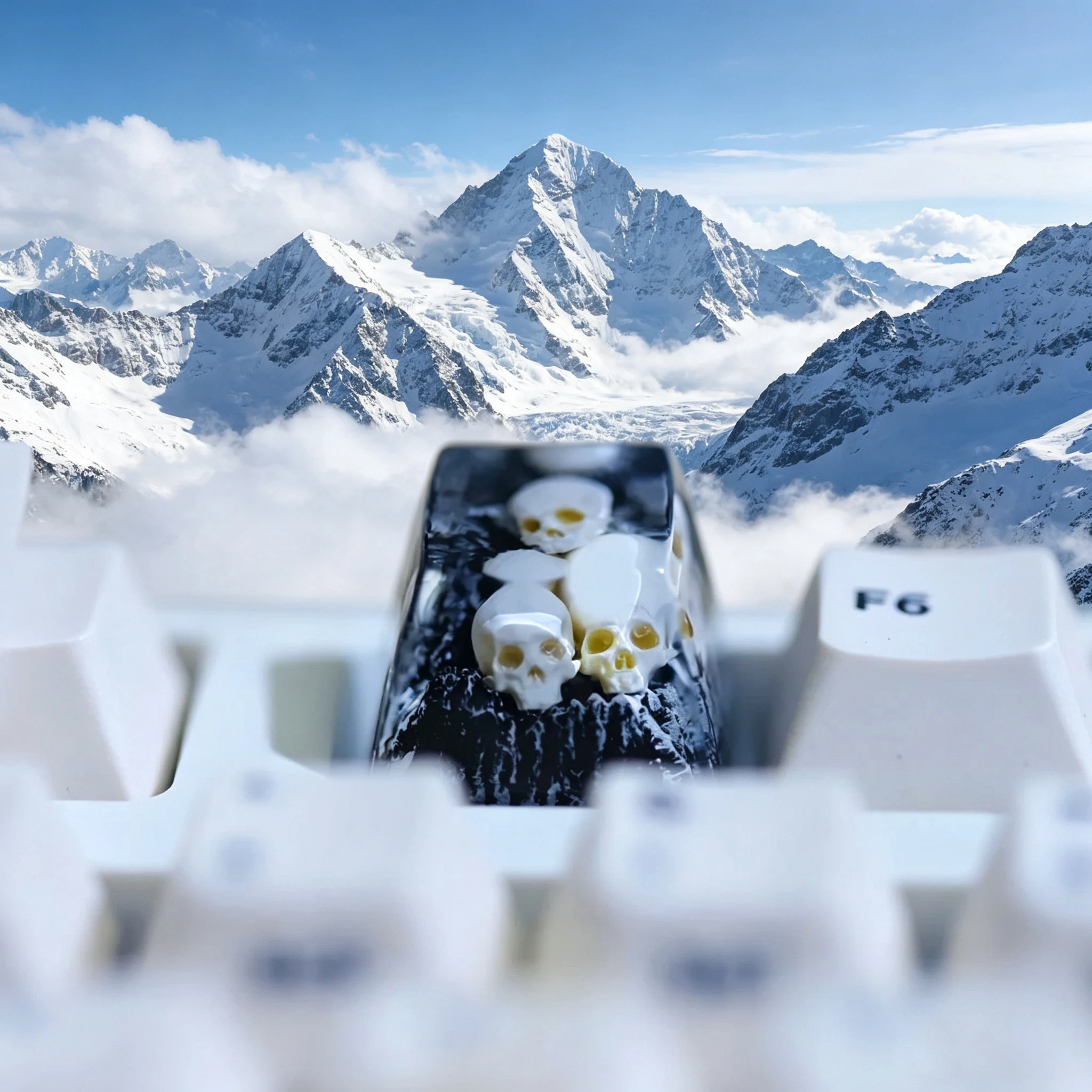 

1pc High Quality Epoxy Snowy Mountain Skull Three-dimensional Personality Cross Axis Mechanical Keyboard Keycap Game Replacement