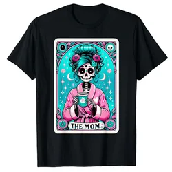 The Mom Tarot Card Skeleton Mothers Day Witch Mom Skull Mama T-Shirt Women's Fashion Mommy Tee Tops Gifts Short Sleeve Blouses