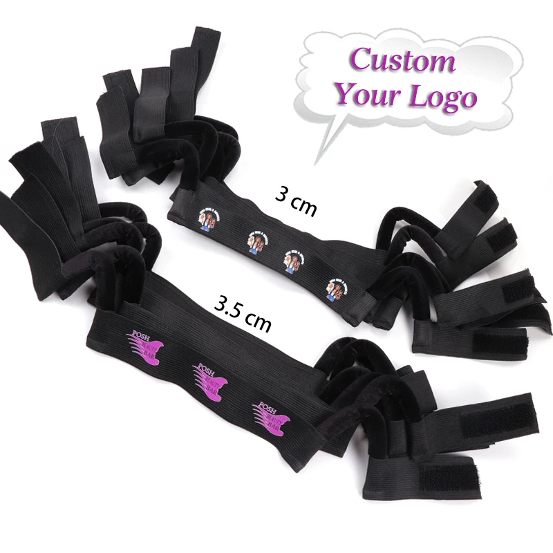 Plussign Custom Logo 50pcs Elastic Band For Wigs With Ear Hanger 3cm 3.5cm Black Wig Headband Lace Melting Band To Lay Edges