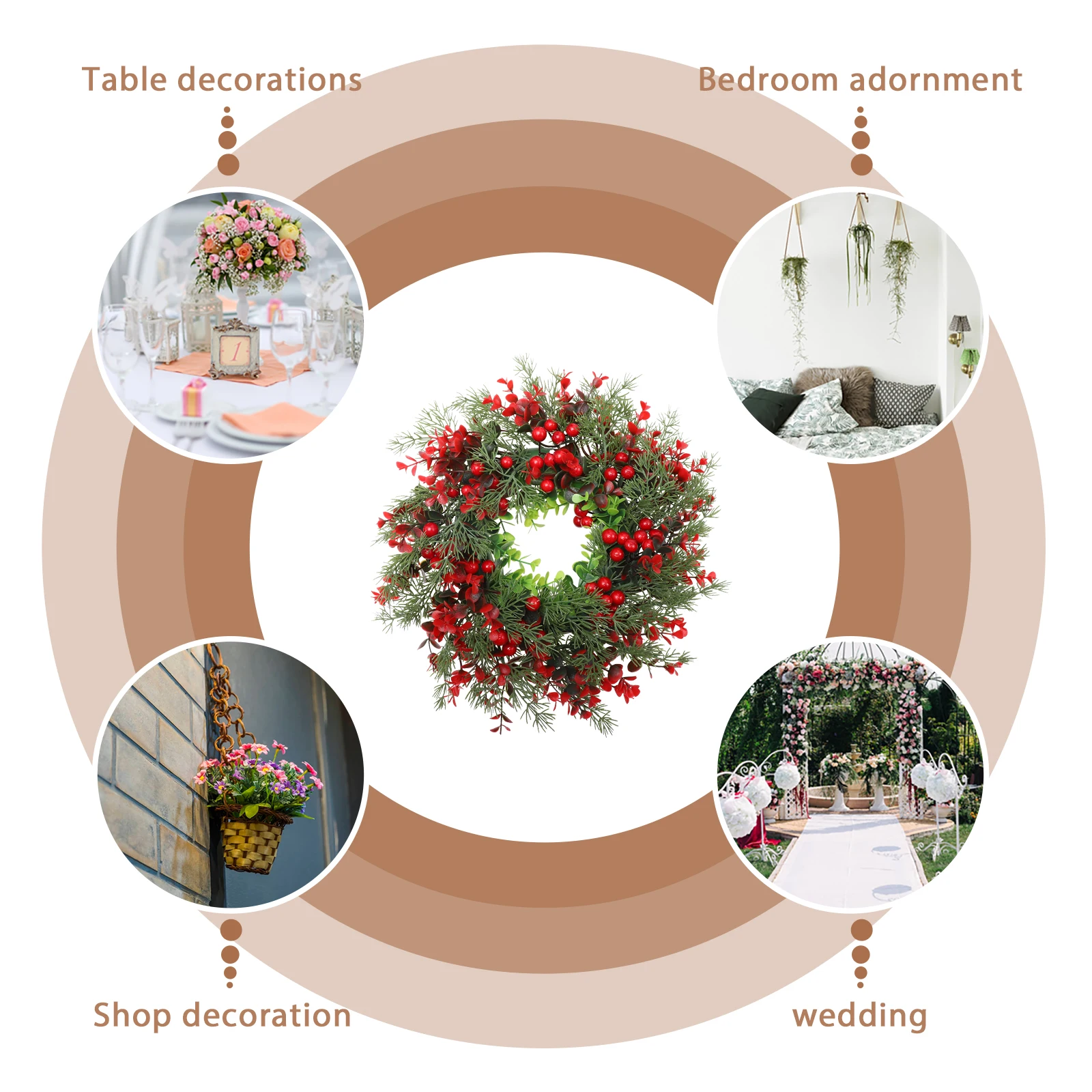 

Christmas Wreath Plastic Lightweight Berries Pines Xmas Garland Hanging Garland Decor Holiday Home Decor Wreath