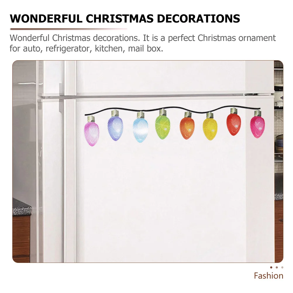 

1Set Christmas Car Magnets Reflective Light Bulb Design Auto Decoration Stickers for Metal Surfaces Holiday Home Garage Door
