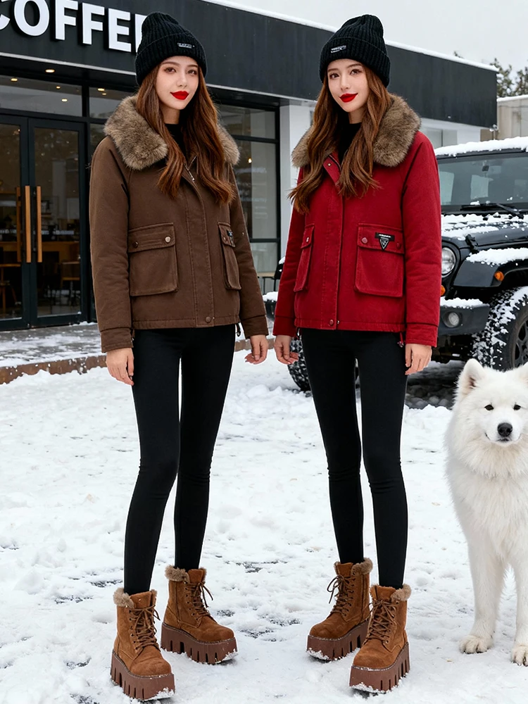 Trendy ort Fce Lined Thiened Women's Jaet Loose Fit Warm Commute Sle Winter New Arrival Street Sle down Cotton Coat