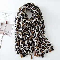 Autumn And Winter Snake skin luxury rose-spotted ladies wild leopard scarf female long scarf shawl thin brown fashionable scarf