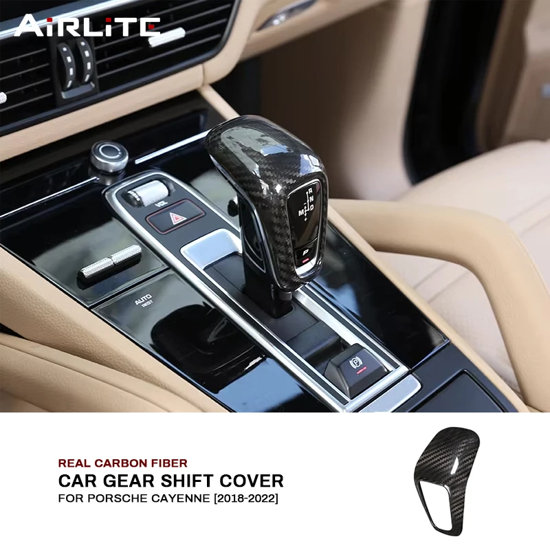 

Накладка на ручку переключения передач из настоящего карбона для Porsche Cayenne 2018–2022, аксессуары для центральной консоли автомобиля