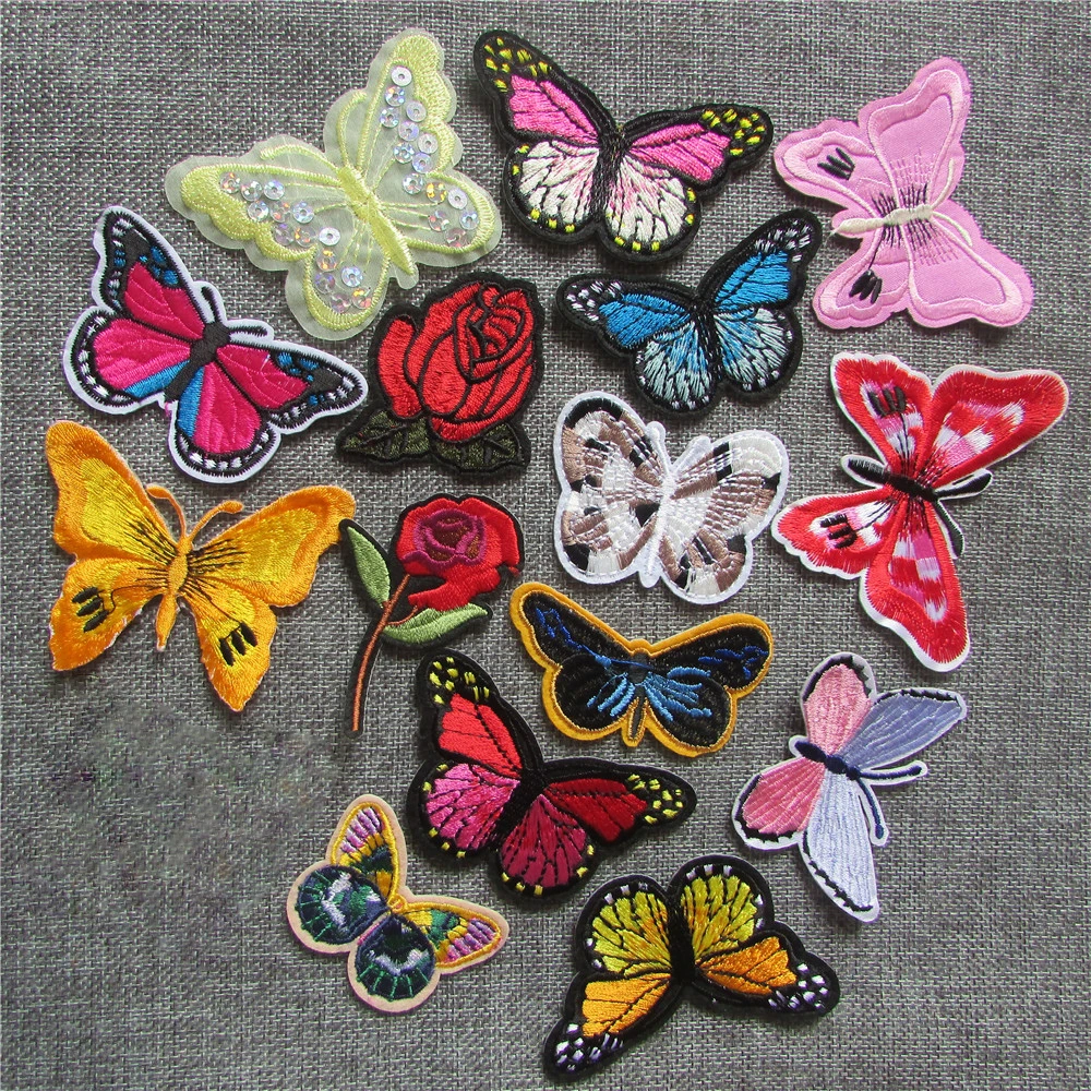 

16 different types of cartoon patch patterned hot sell hot melt adhesive applique embroidery patches stripes DIY accessory