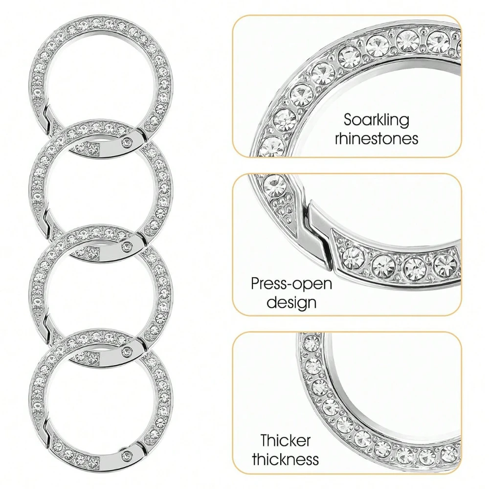 Feder O-Ring Schnalle Clips, Legierung Trigger Feder Karabinerhaken Glänzender Strass Schlüsselanhänger, Kreatives DIY Schlüsselanhänger Zubehör – Detail 5