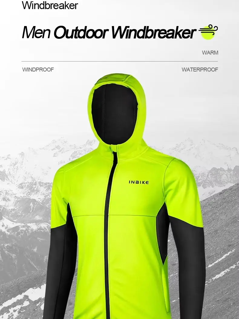 AliExpress INBIKE Men's Winter Cycling Jacket with Hood Thermal Fleece Bike Windbreaker Raincoat Waterproof Outdoor Bicycle Hiking Clothing