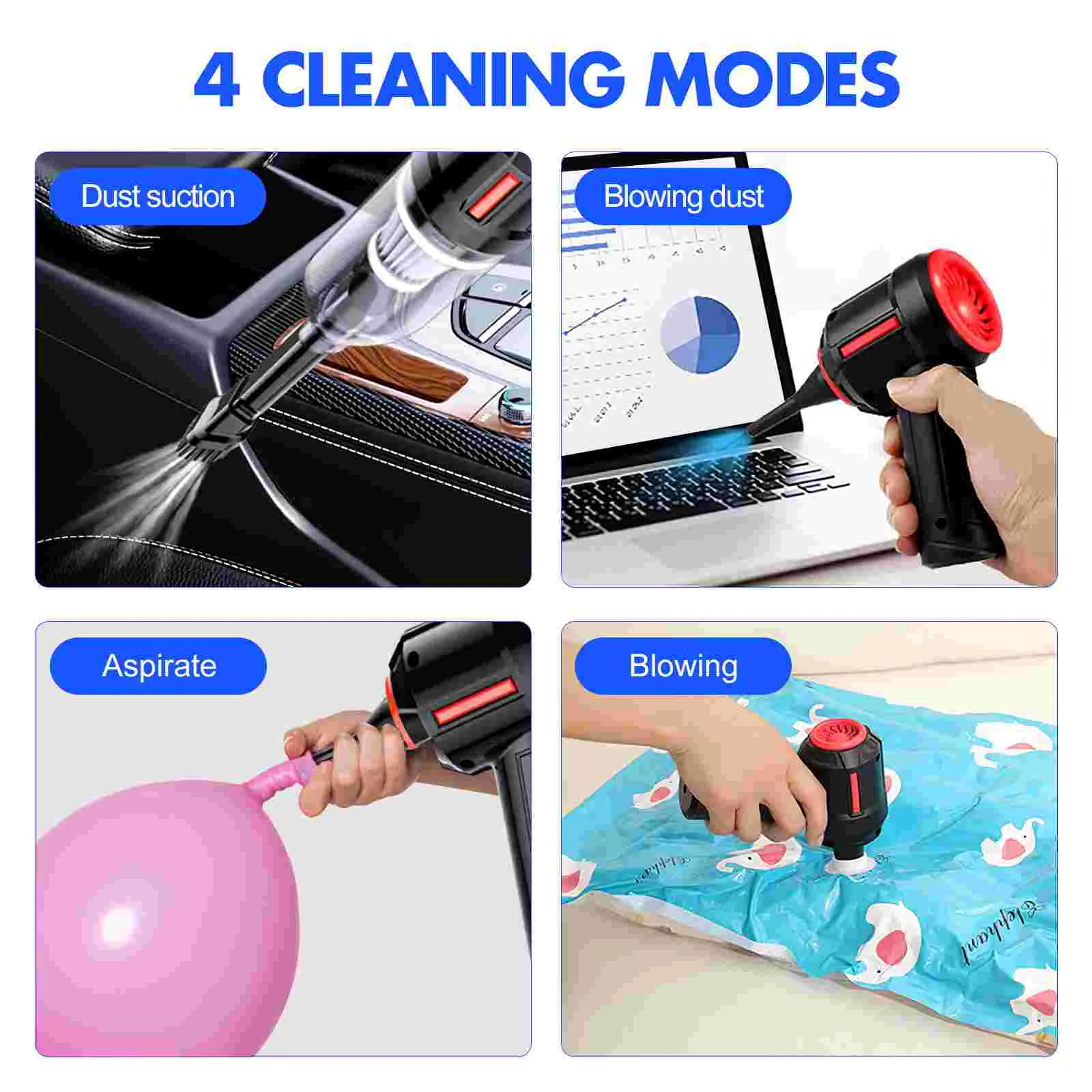 Multifunctional Vacuum Cleaner Compressed Electric Air Duster Detergent Collector Nozzles Motor Table