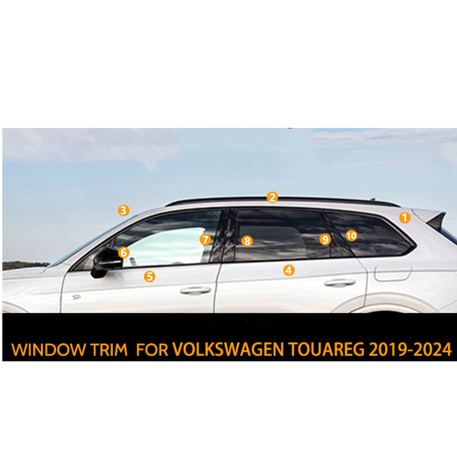 

10 шт. декоративных накладок на окна для Volkswagen Touareg 2019-2024, накладки на боковые стекла и двери