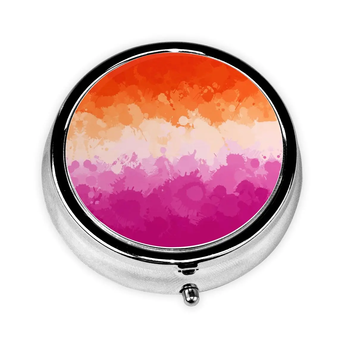 

Lesbian Pride Paint Round Pill Box 3 Grids Pills Dispenser Gay Pride LGBT GLBT Portable Medicine Organizer Storage Box Container