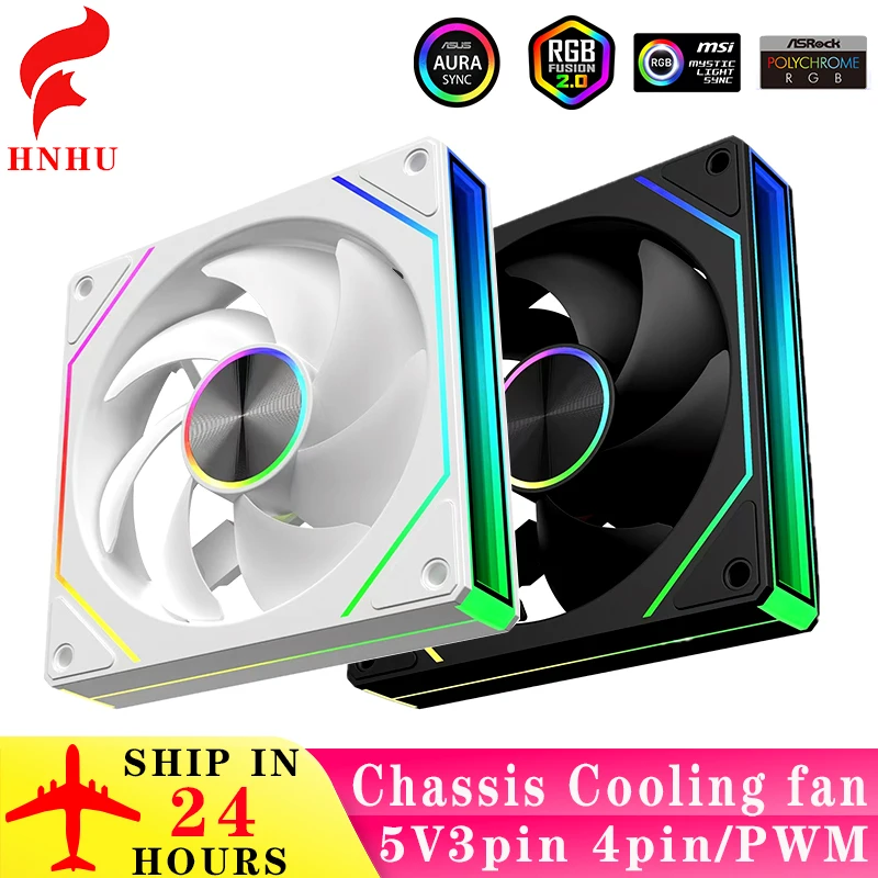 HNHU-8pro ARGB PC Case Fan 120mm Infinity Mirror Design Motherboard Lighting Sync 4PIN PWM CPU Cooler fan Ventilador Air-cooler