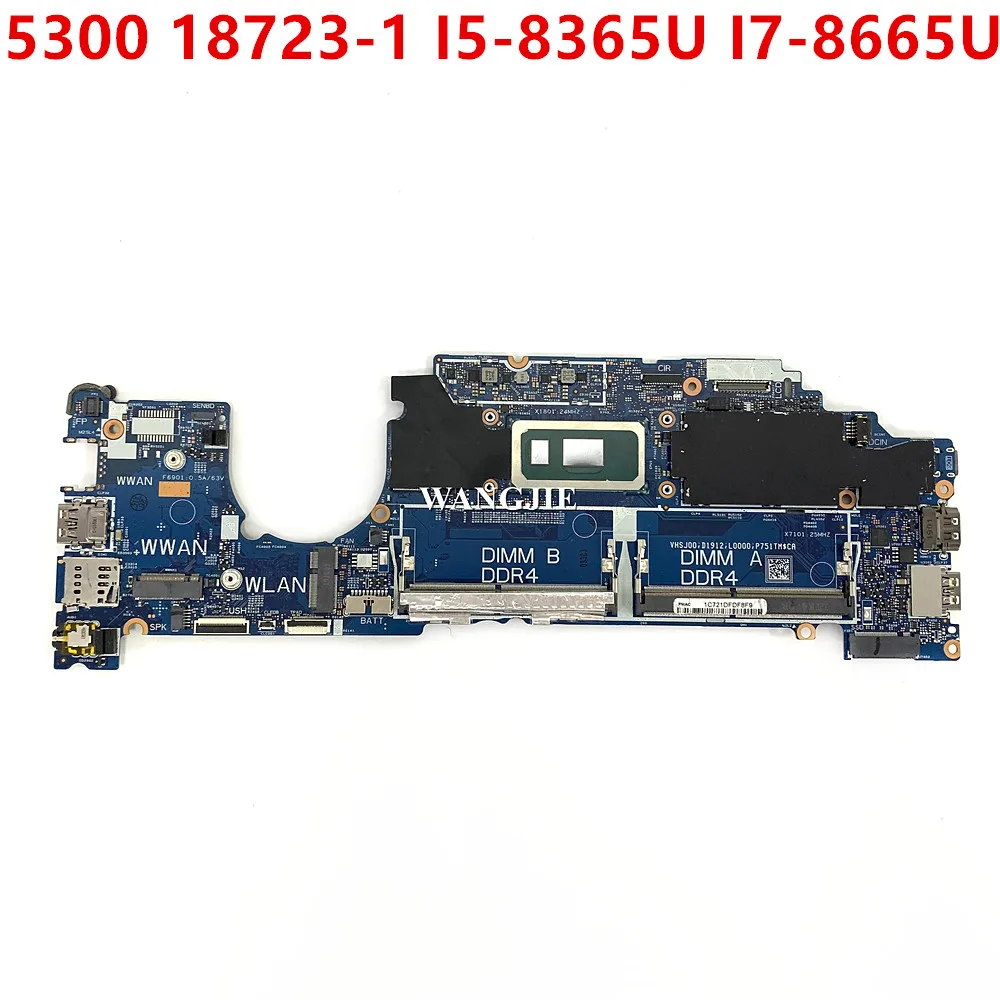 18723-1 0H69YG H69YG 04DMYY 0RNH4K For DELL 5300 2-in-1 Laptop Motherboard I5-8365U I7-8665U CPU 100% Working