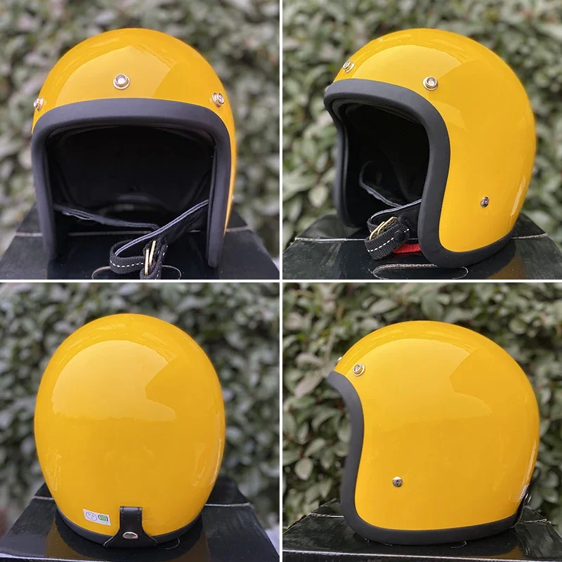 Handmade Helmet 500TX Seroes Fiberglass Shell Scooter Bike Casco Retro Scooter Riding 3/4 Open Face Motorcycle Helmet