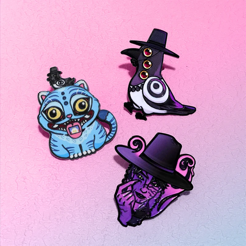 AniPins Funny Witch Animal Pins 3-design Metal Enamel Cute Cartoon Tiger Bird Beast Brooch Pin On Clothes Backpack Lapel Badge view 6