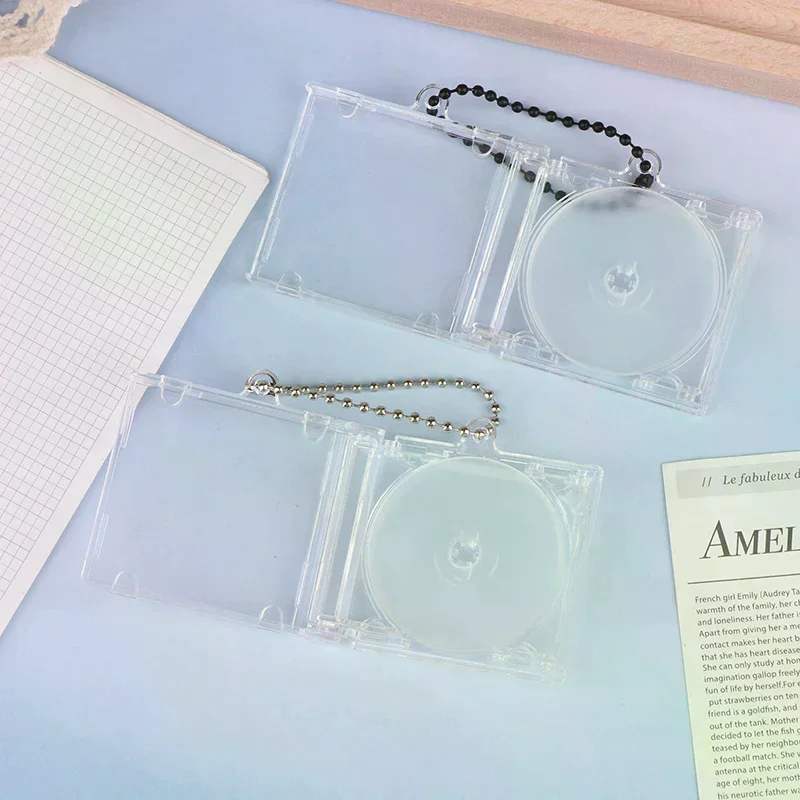 Blank Album Mini CD Case + CD Keychain For DIY Keychains Backpack Hanging Decor Chain/Clip 1pcs
