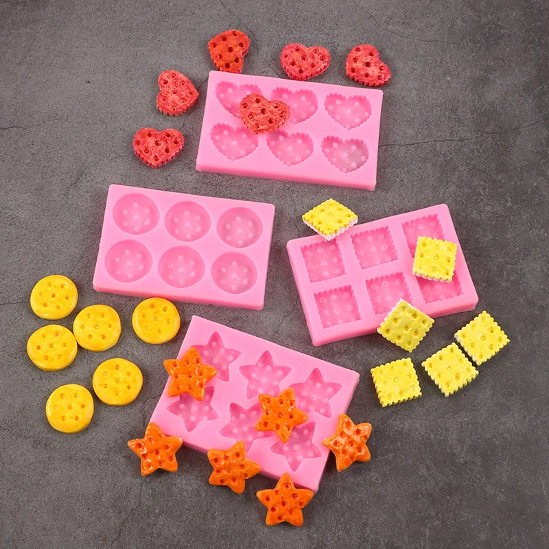 Cookies Silicone Mold DIY 6-Cavity Heart Round Square Pentag