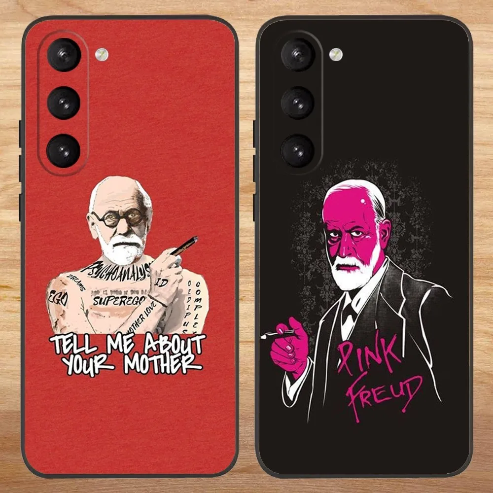 Sigmund Freud Psychoanalysis Phone Case For Samsung S23,23,22,30,21,10,9,Note20 Ultra,Lite,Ultra,5G,Plus,FE,Black Soft Case