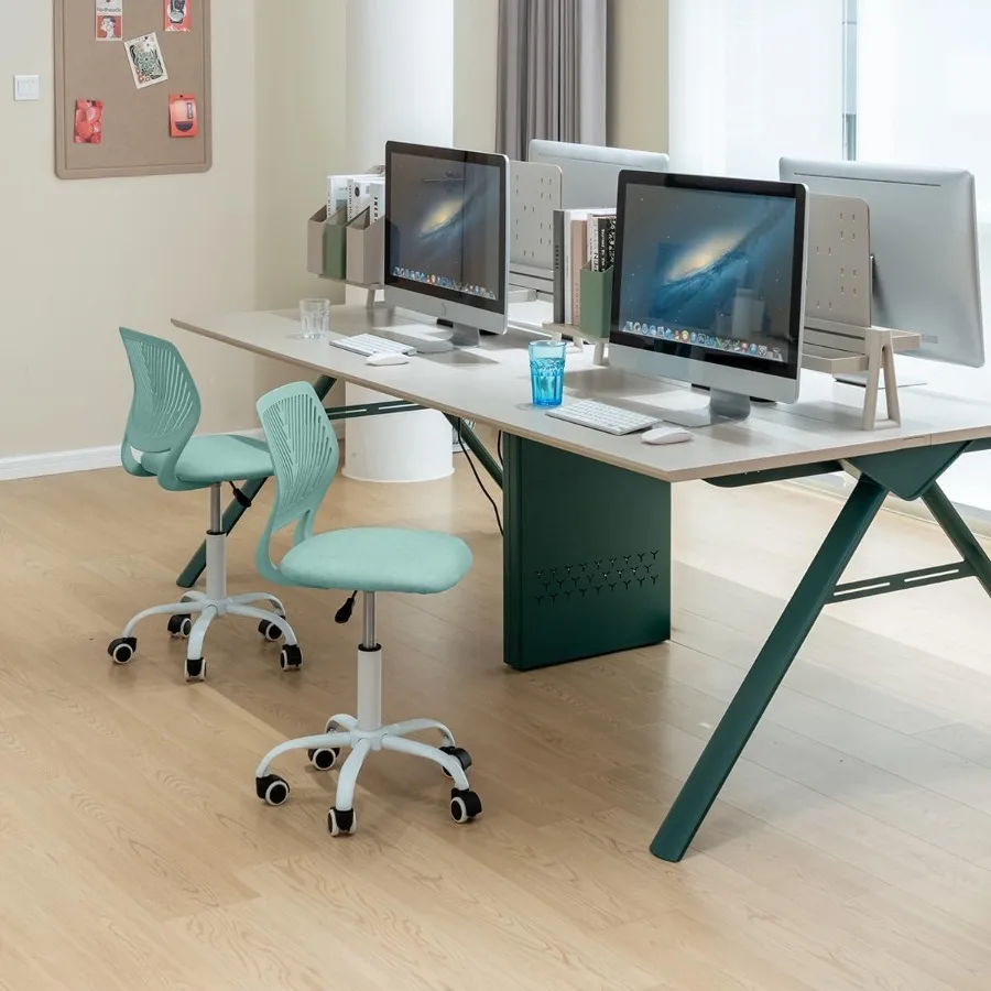 Armless Home Office Desk Chair, Colorful Task Chair with Soft Mesh Padded Cushion, Height Adjustable Swivel Study Computer Chai