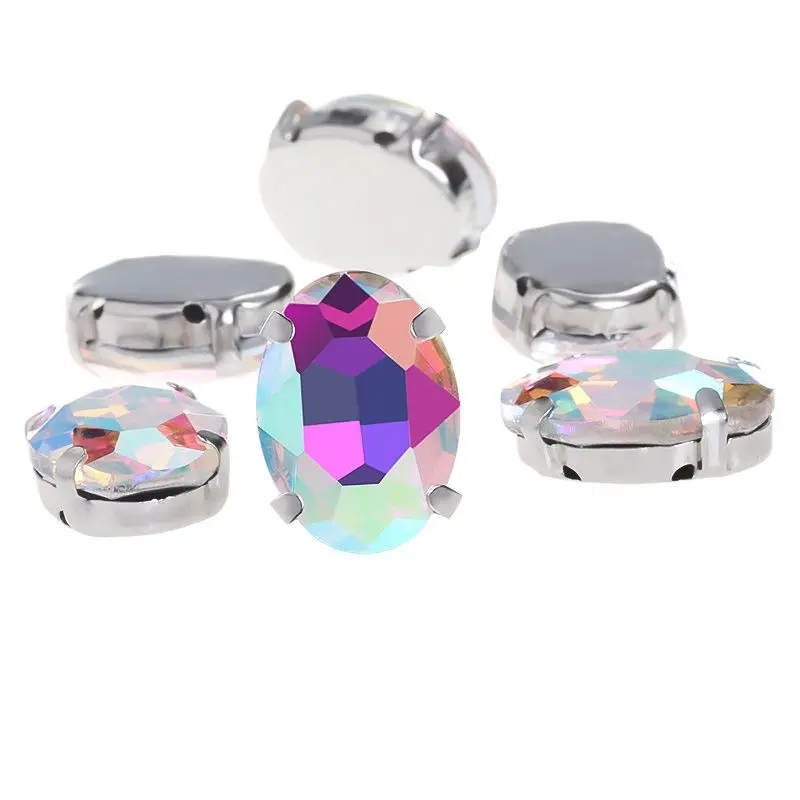 Oval Shape Glass Rhinestones With Claw Sew On Crystal Stone Sewing Accessories Diamond Beads For Clothes For Needlework