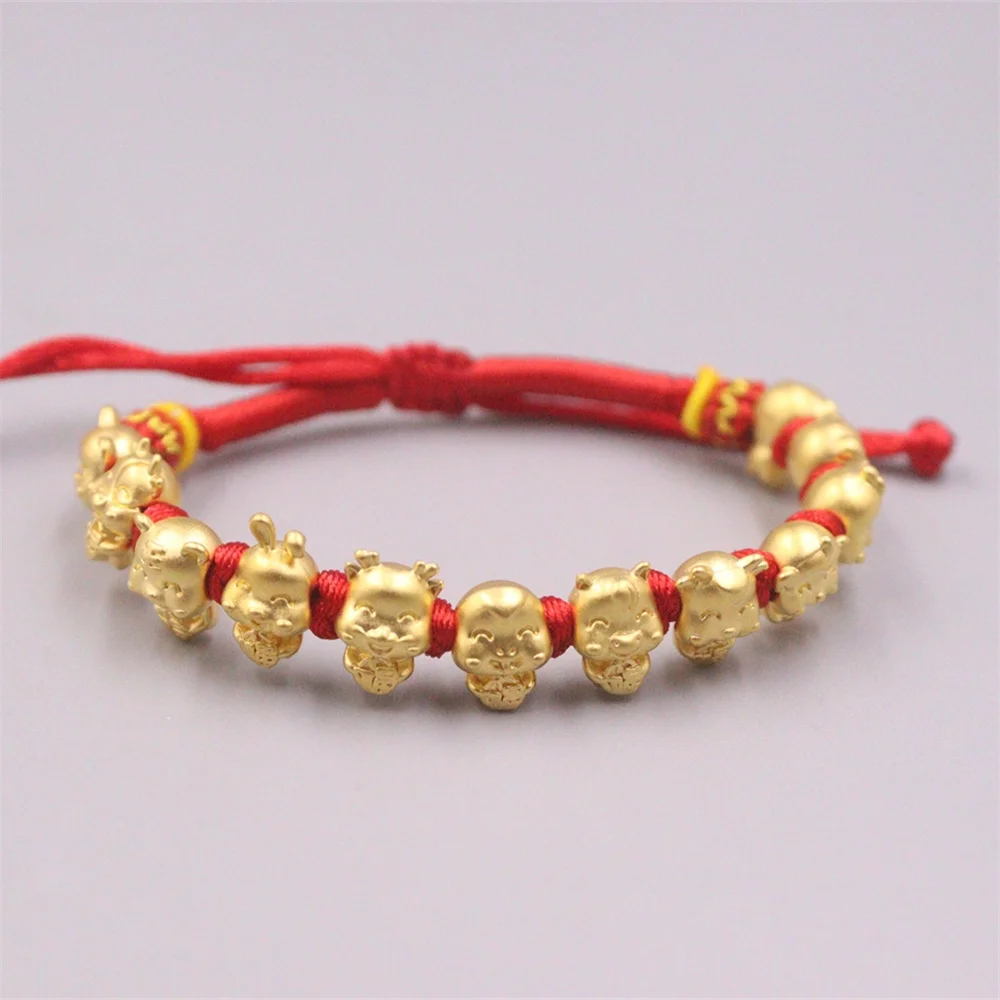 Pure 999 24K Yellow Gold Men Women 3D 12 Chinese Zodiac Bracelet 2.7-3g